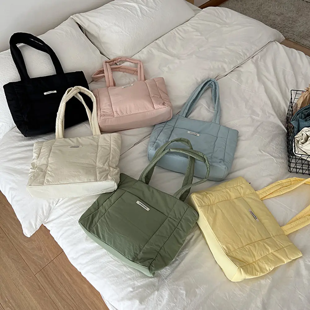Women Nylon Shoulder Bag Casual Puffy Underarm Bag Large Capacity Versatile Soft Female Commuting Bag