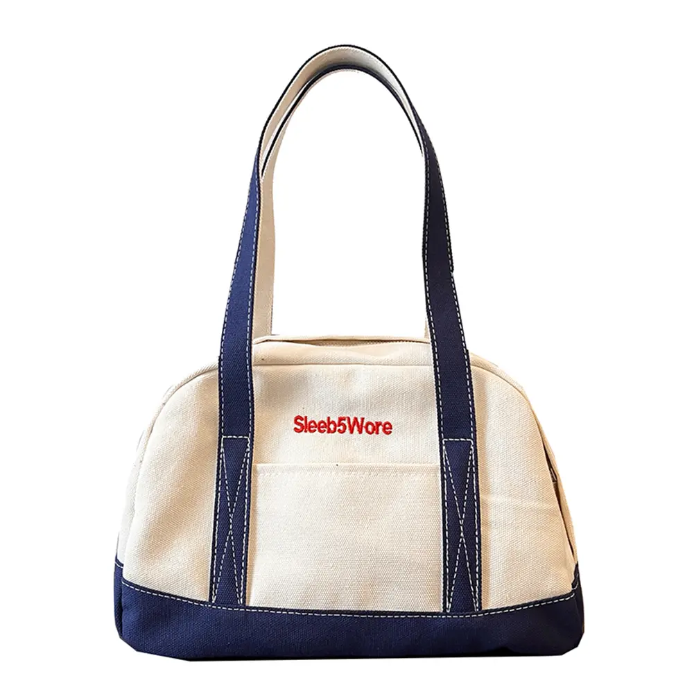 Women Tote Handbag Large Capacity Retro Handbag Canvas Vintage Armpit Bag Color Clash Simple Female Girls Handbag