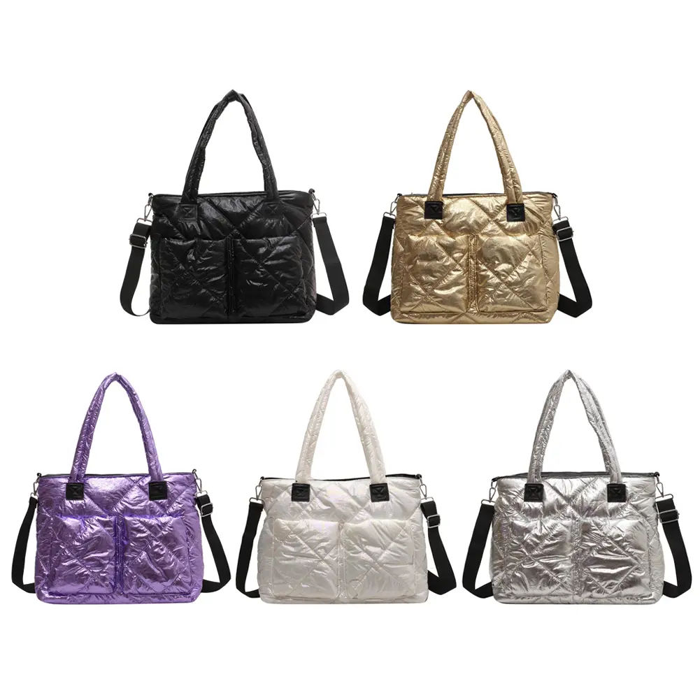 Ladies Quilted Pleated Sling Bag Soft Diamond Lattice Satchel Bags Versatile with Pockets Adjustable Strap Gifts for Friends