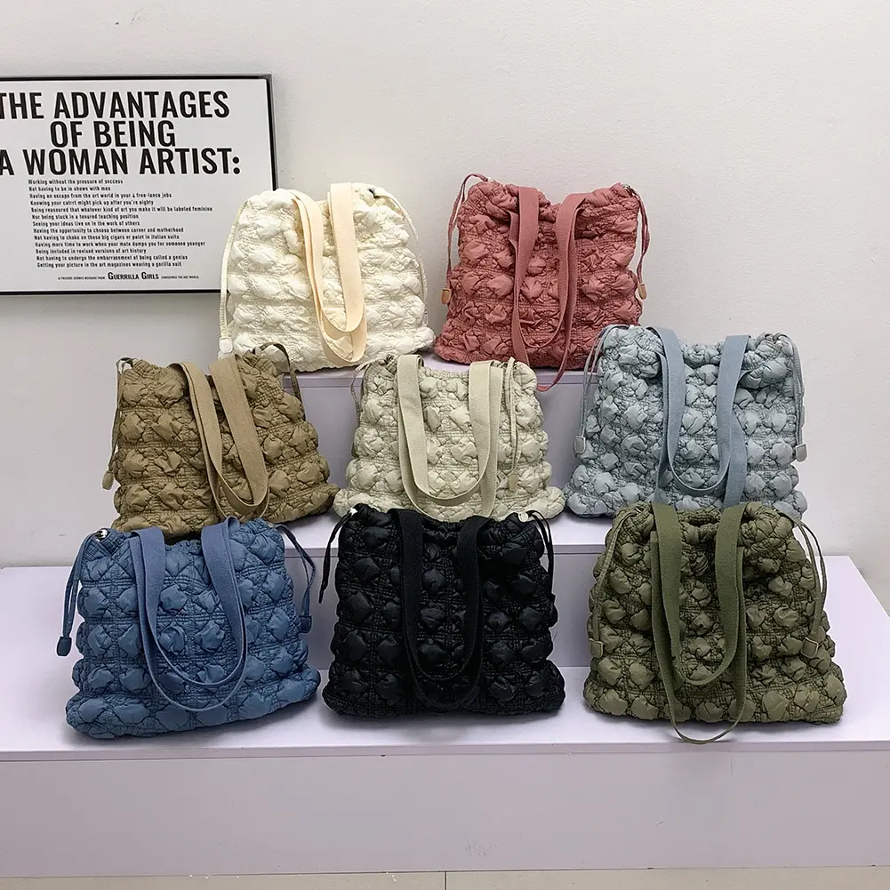 Women Puffer Tote Handbag Large Capacity Quilted Shoulder Bag Lightweight Top Handle Bag Commuting Bag