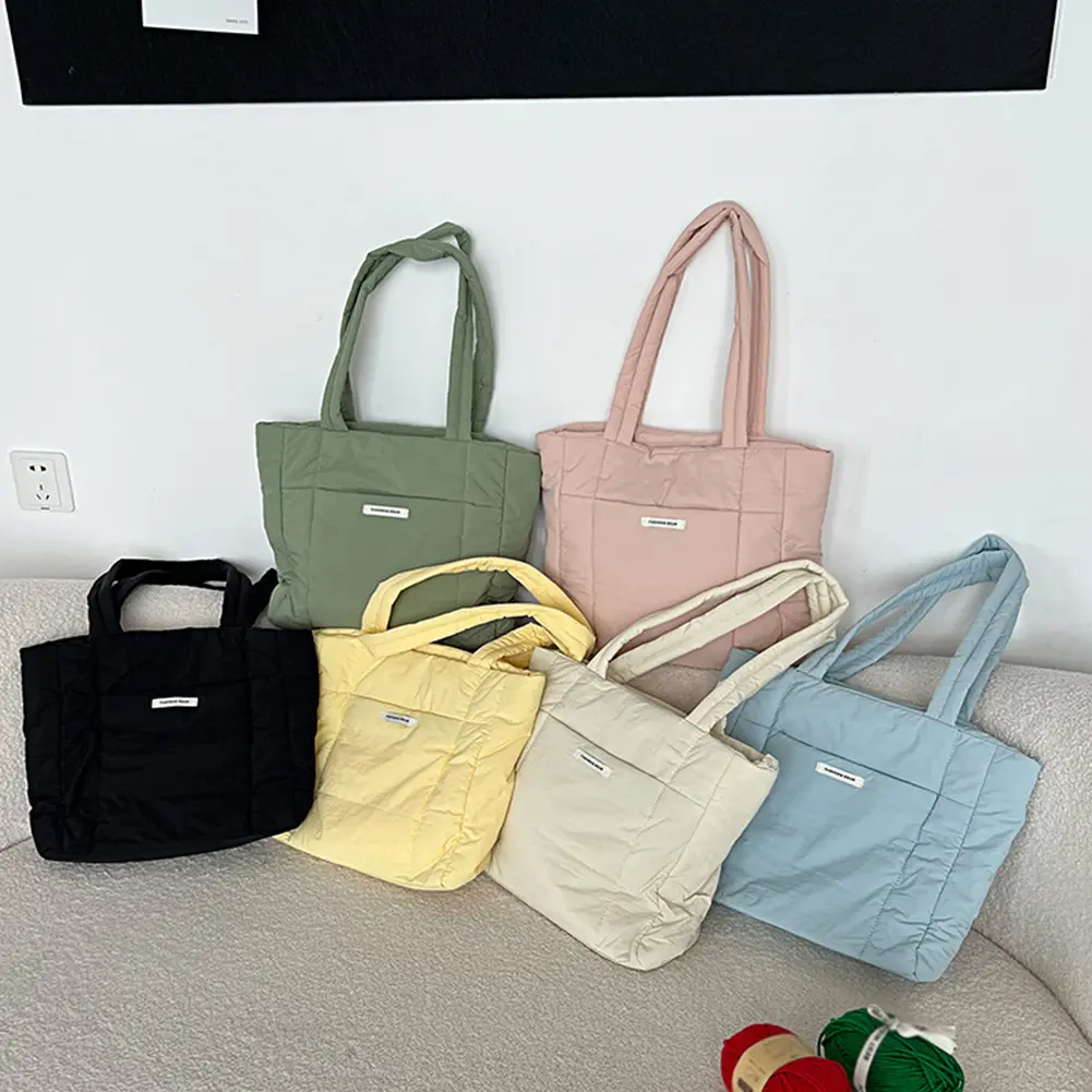 Women Nylon Shoulder Bag Casual Puffy Underarm Bag Large Capacity Versatile Soft Female Commuting Bag