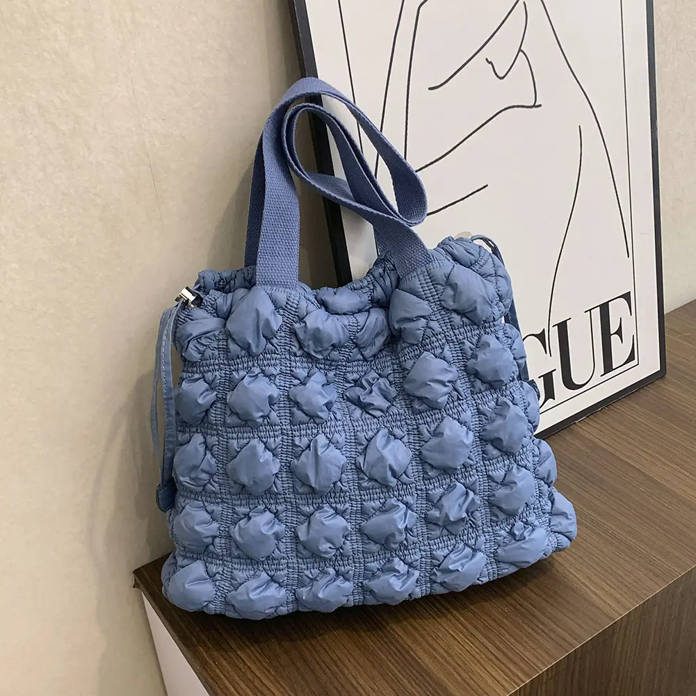 Women Puffer Tote Handbag Large Capacity Quilted Shoulder Bag Lightweight Top Handle Bag Commuting Bag