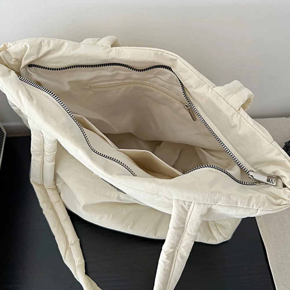 Women Nylon Shoulder Bag Casual Puffy Underarm Bag Large Capacity Versatile Soft Female Commuting Bag