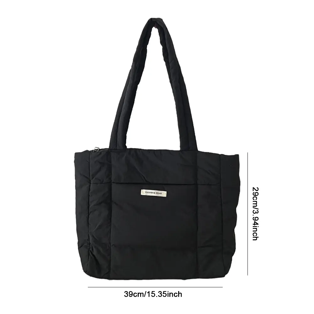 Women Nylon Shoulder Bag Casual Puffy Underarm Bag Large Capacity Versatile Soft Female Commuting Bag