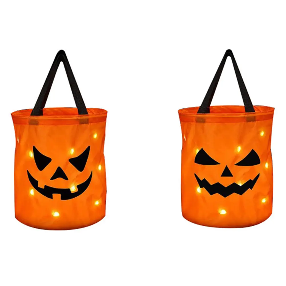 Halloween Multipurpose Candy Bags LED Light Up Reusable Trick Or Treat Party Bags Large for Kids Party Supplies