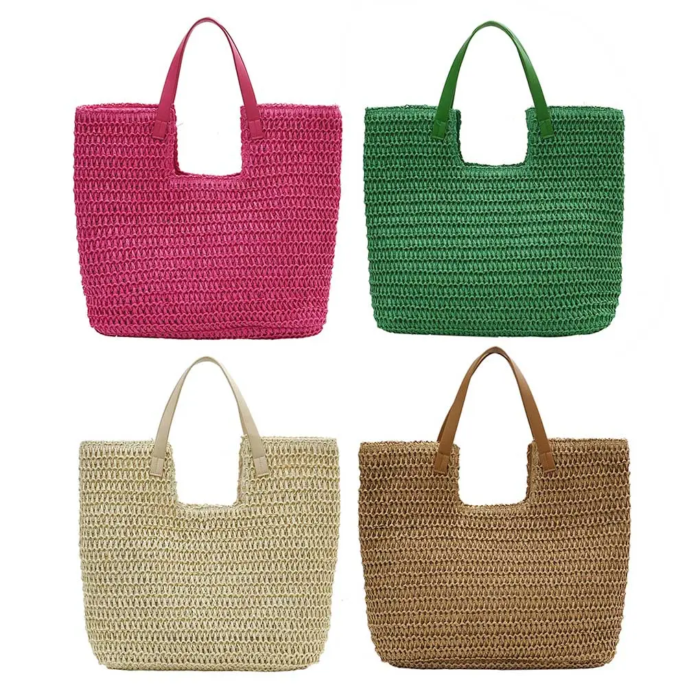 Summer Straw Hobo Purses Casual Weave Armpit Bags Women Shoulder Bag Large Capacity Underarm Bag Solid Beach Bag for Vacation