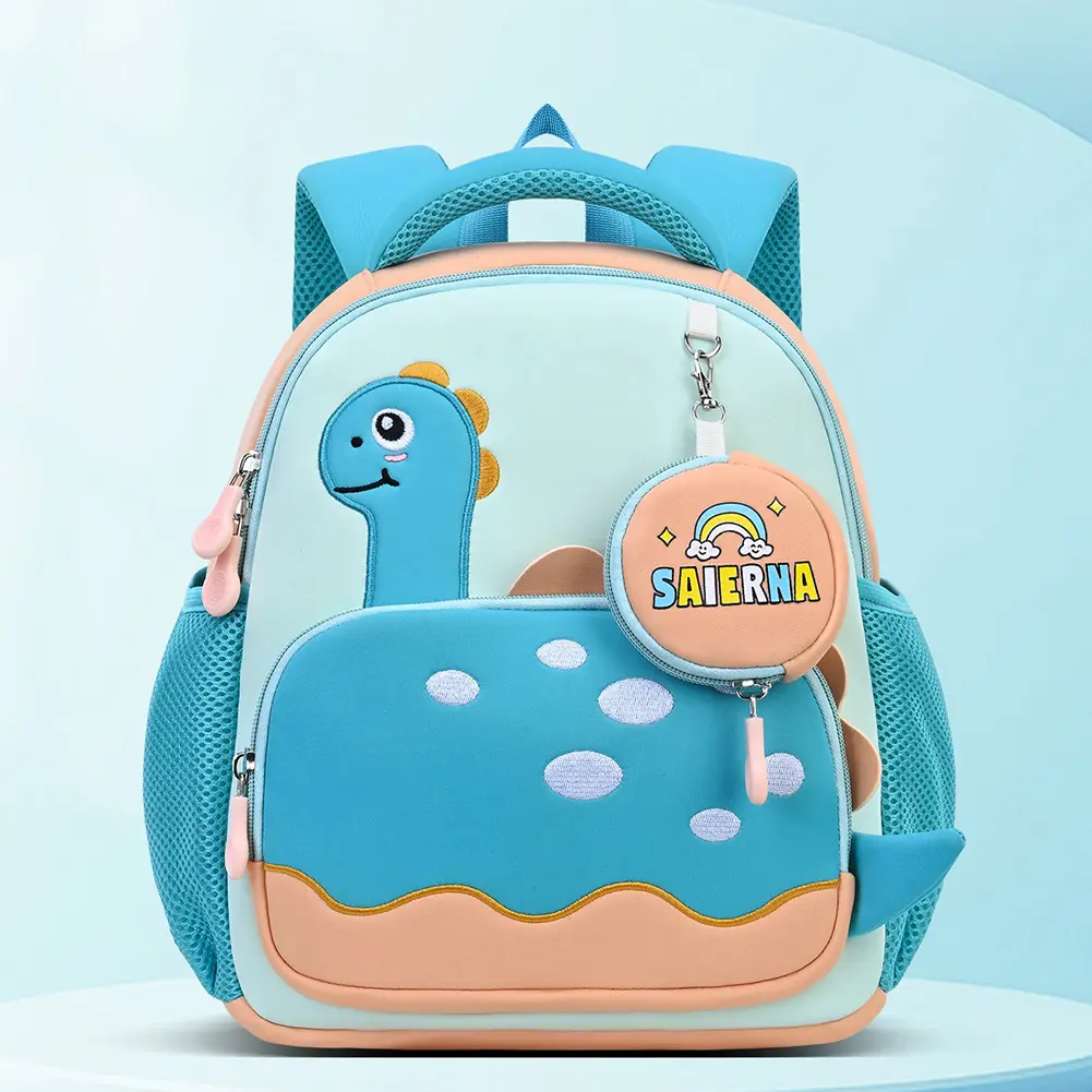 3D Dinosaur Cute Backpack Large Capacity Casual Bookbag Breathable Soft Back Pad Rucksack Travel Backpack with Matching Clutch
