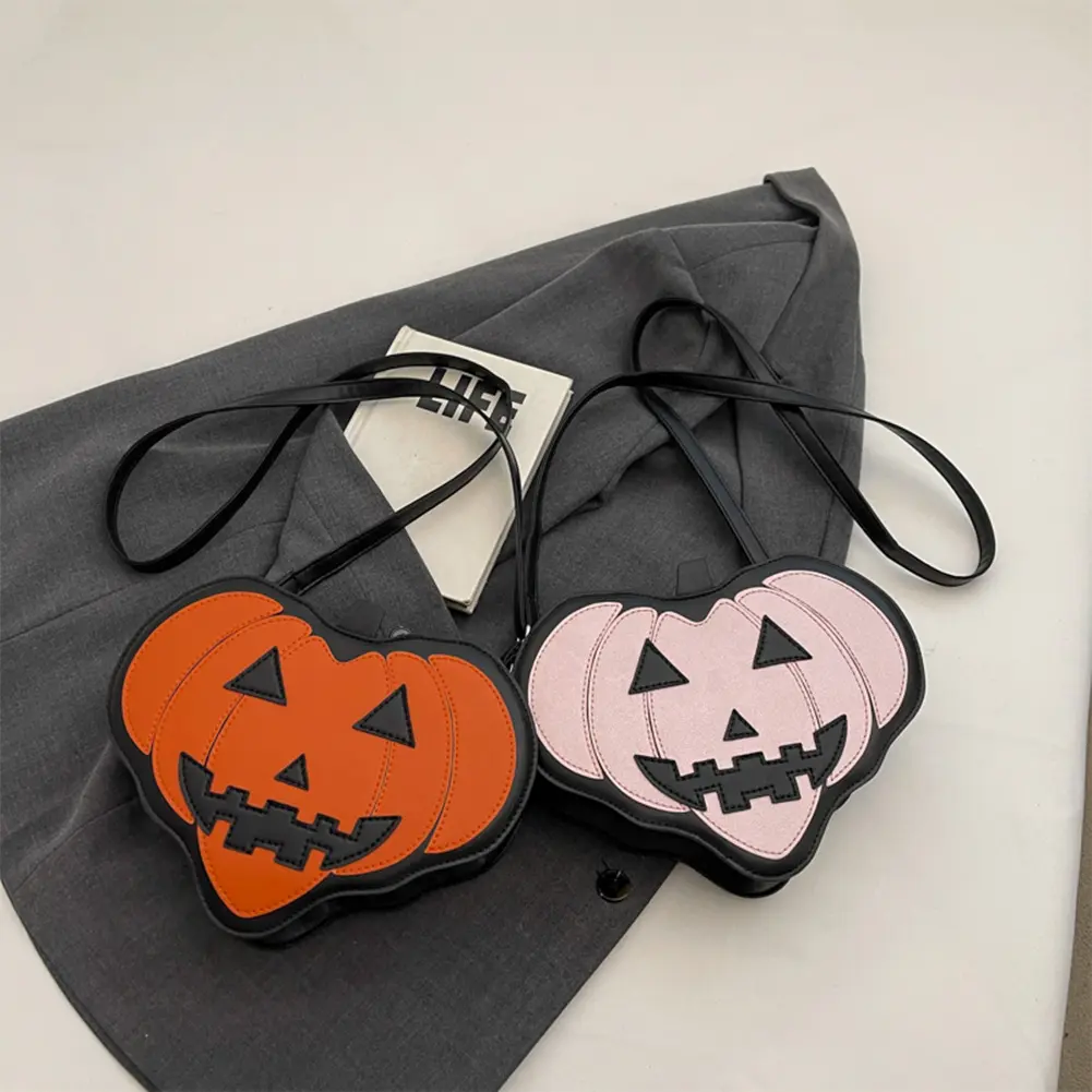 Halloween Pumpkin Purses PU Gothic Novelty Shoulder Bag Zipper Heart Pumpkin Crossbody Bag Messenger Bag for Holiday Party