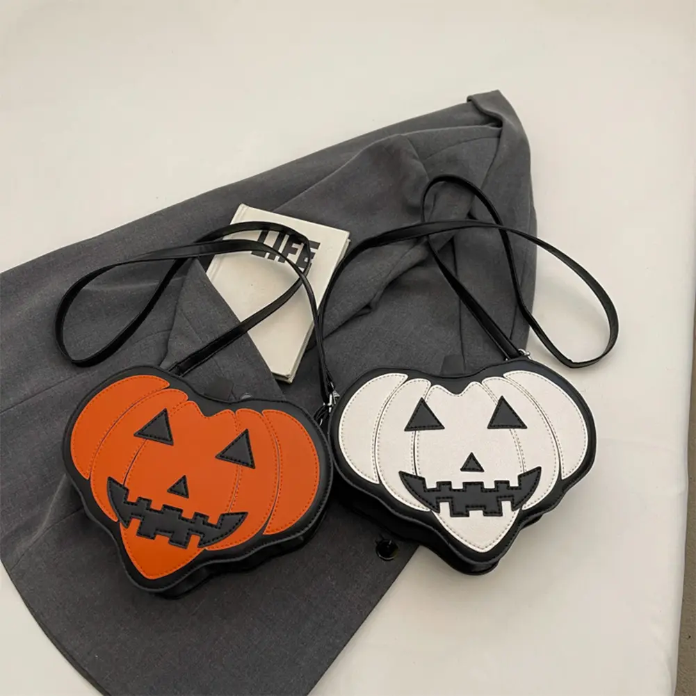 Halloween Pumpkin Purses PU Gothic Novelty Shoulder Bag Zipper Heart Pumpkin Crossbody Bag Messenger Bag for Holiday Party