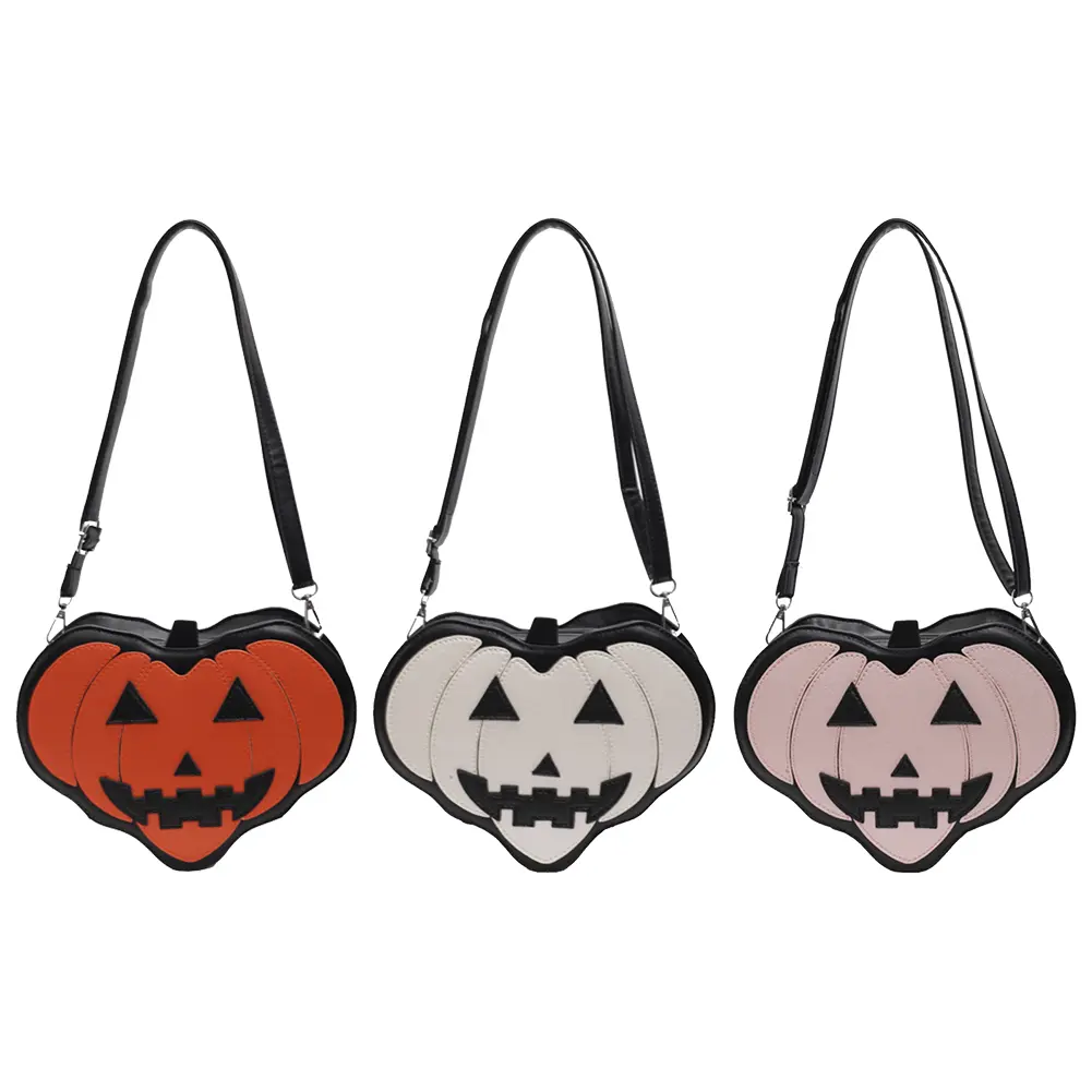 Halloween Pumpkin Purses PU Gothic Novelty Shoulder Bag Zipper Heart Pumpkin Crossbody Bag Messenger Bag for Holiday Party