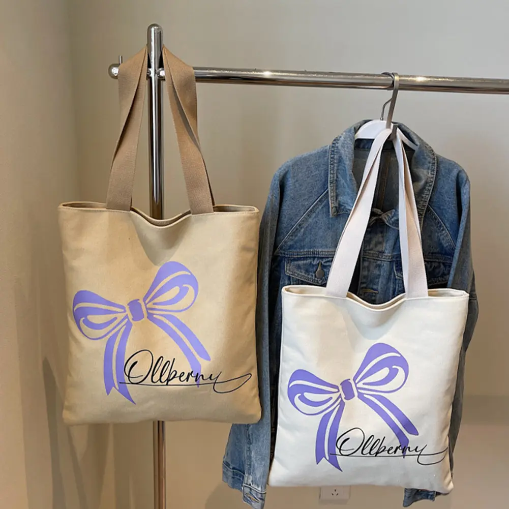 Canvas Shoulder Bag Large Capacity Portable Shopping Bag Travel Handbag for Shopping Work Grocery Everyday