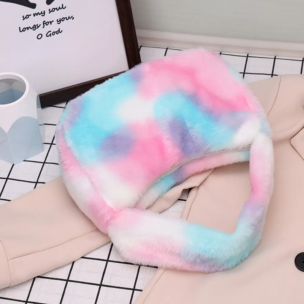 Rainbow Shoulder Bag Simple Gradient Handbag Large Capacity Colorful Top-handle Bag Soft Tote Handbag for Autumn Winter