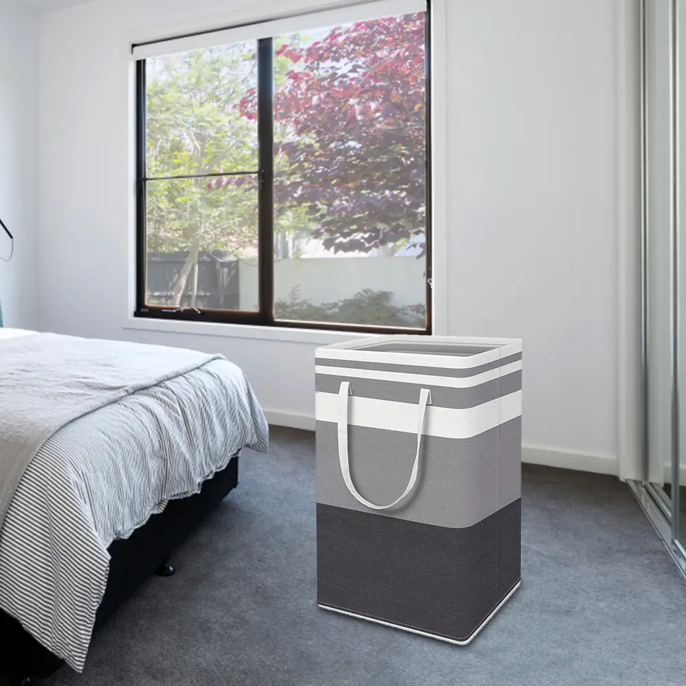 Foldable Clothes Organizer Basket Large Capacity Fabric Clothes Storage Bucket Waterproof with Handle for Bathroom Baby Room