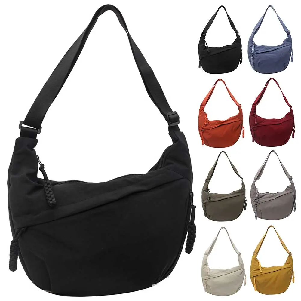 Women Fashion Shoulder Bag Multi-pockets Crescent Crossbody Bag Large Capacity Half Moon Bag Adjustable Strap Simple Satchel Bag