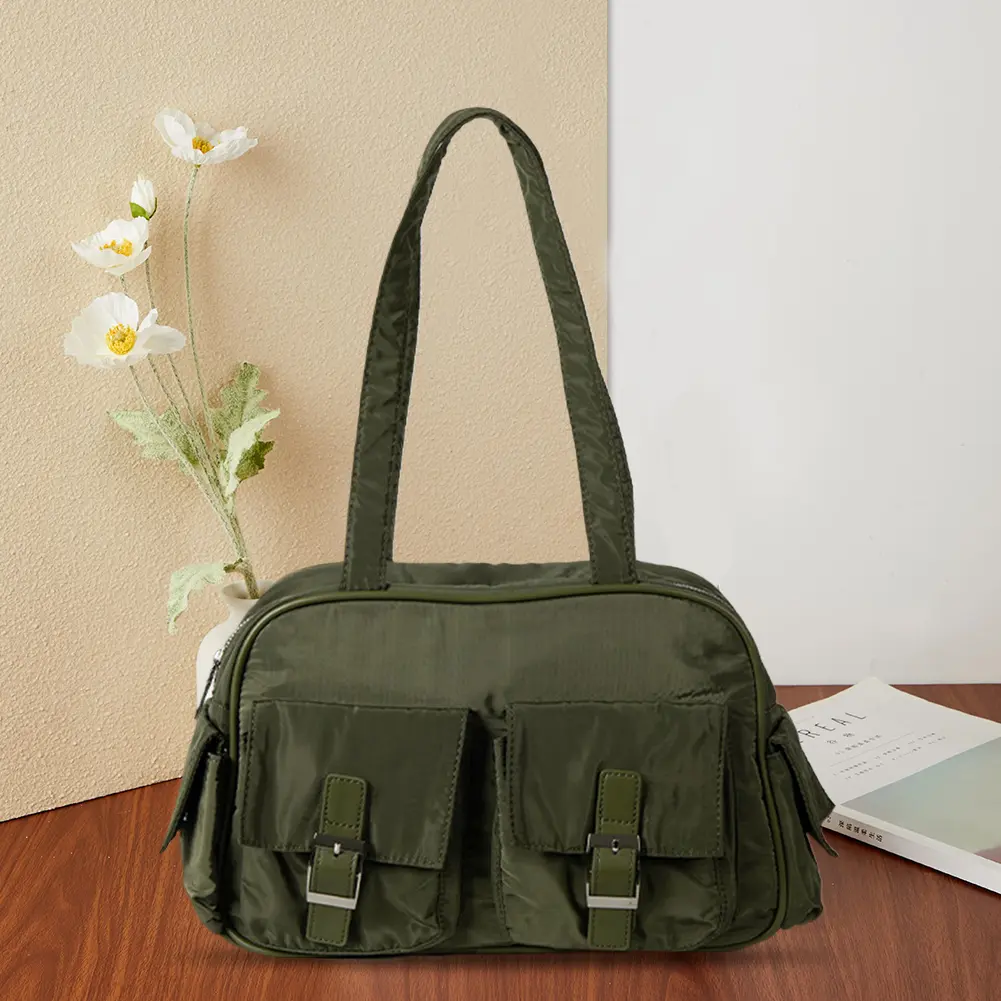 Casual Shoulder Bag Large Capacity Handbag for Women Multi Pocket Satchel Purse Designer Tote Bag for College Work Daily