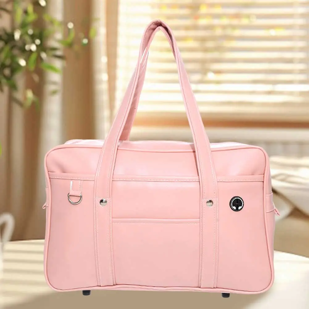 PU JK Style Shoulder Bag Fashion Handbag Large Capacity Teenagers School Bag Solid Color Tote Bag Outdoor Travel Bag