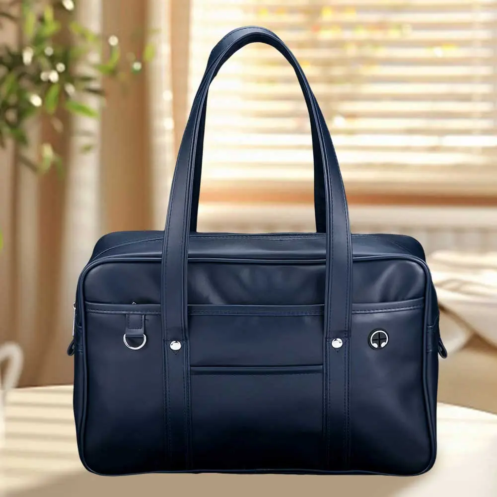 PU JK Style Shoulder Bag Fashion Handbag Large Capacity Teenagers School Bag Solid Color Tote Bag Outdoor Travel Bag