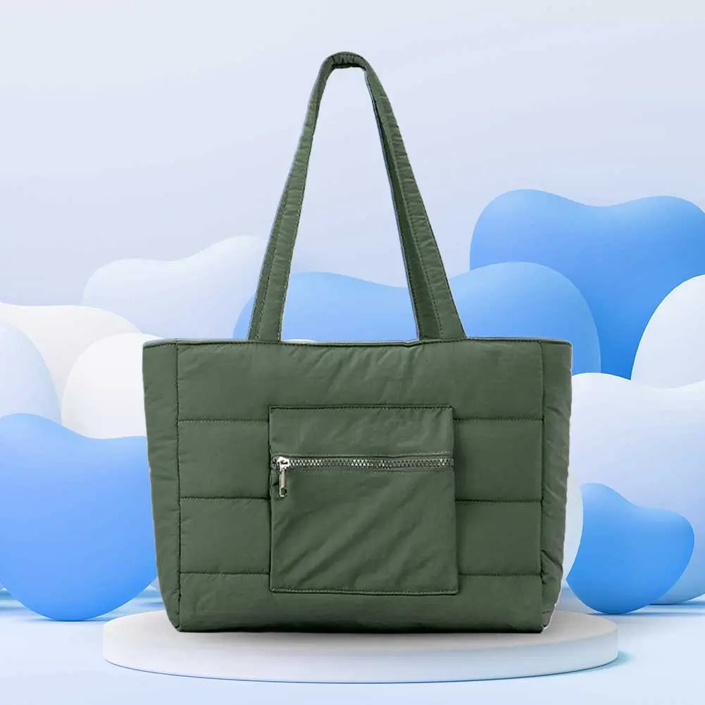 Puffer Tote Bag Quilted Shoulder Bag Handbag Lightweight Everything Everyday Bag Carryall Bag for Women Work Shopping Travel