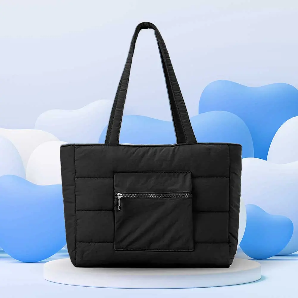Puffer Tote Bag Quilted Shoulder Bag Handbag Lightweight Everything Everyday Bag Carryall Bag for Women Work Shopping Travel