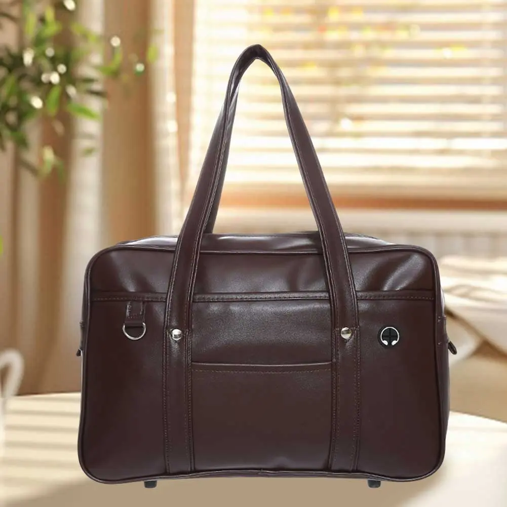PU JK Style Shoulder Bag Fashion Handbag Large Capacity Teenagers School Bag Solid Color Tote Bag Outdoor Travel Bag
