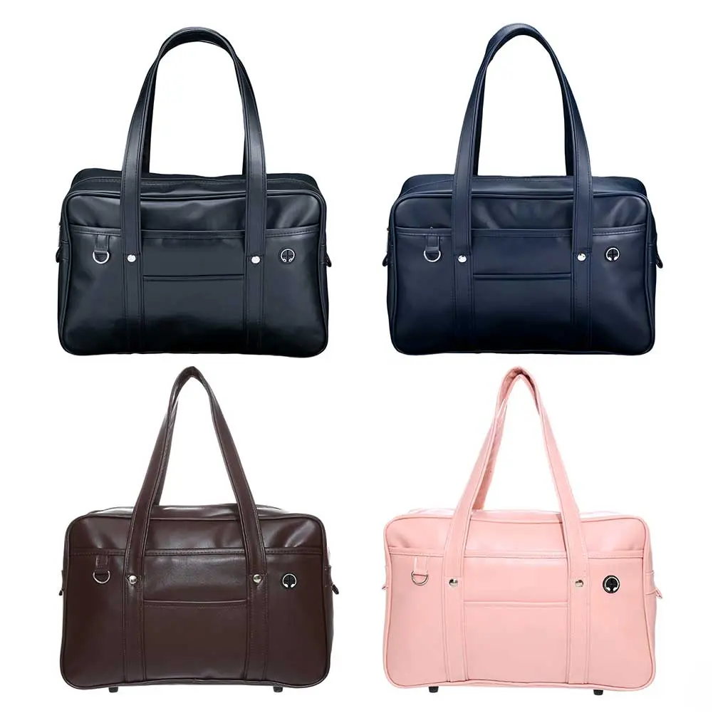 PU JK Style Shoulder Bag Fashion Handbag Large Capacity Teenagers School Bag Solid Color Tote Bag Outdoor Travel Bag