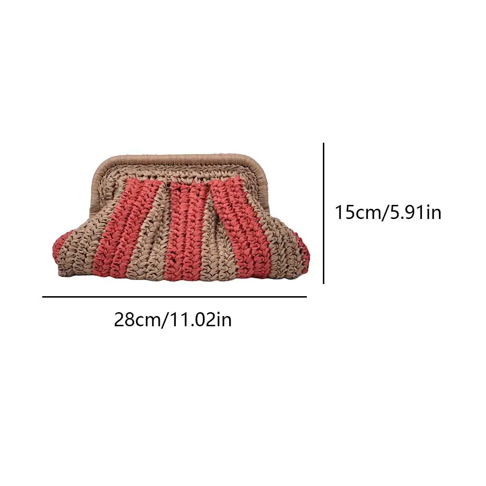 Straw Clutch Handbag Handmade Clutch Purse Summer Beach Bag Striped Woven Handbag Designer Weaving Pouch for Evening Party