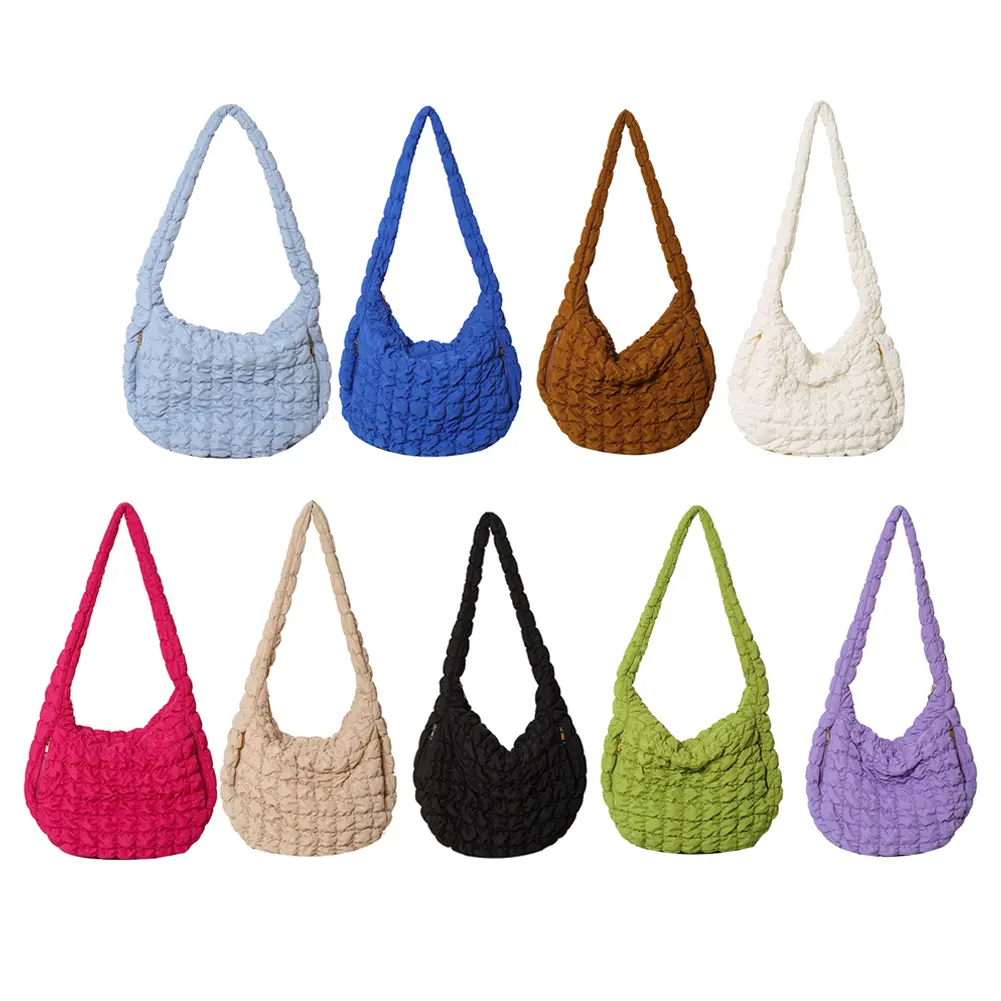 Women Quilted Shoulder Bag Big Capacity Down Hobo Bag Lightweight Puffy Crossbody Bag Bubble Satchel Bag Winter Shopper Bag