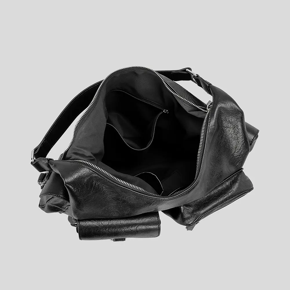 Women Trendy Handbag Large Capacity PU Vintage Underarm Bag Single Shoulder Bag Solid Color Multi-pockets for Shopping Commuting