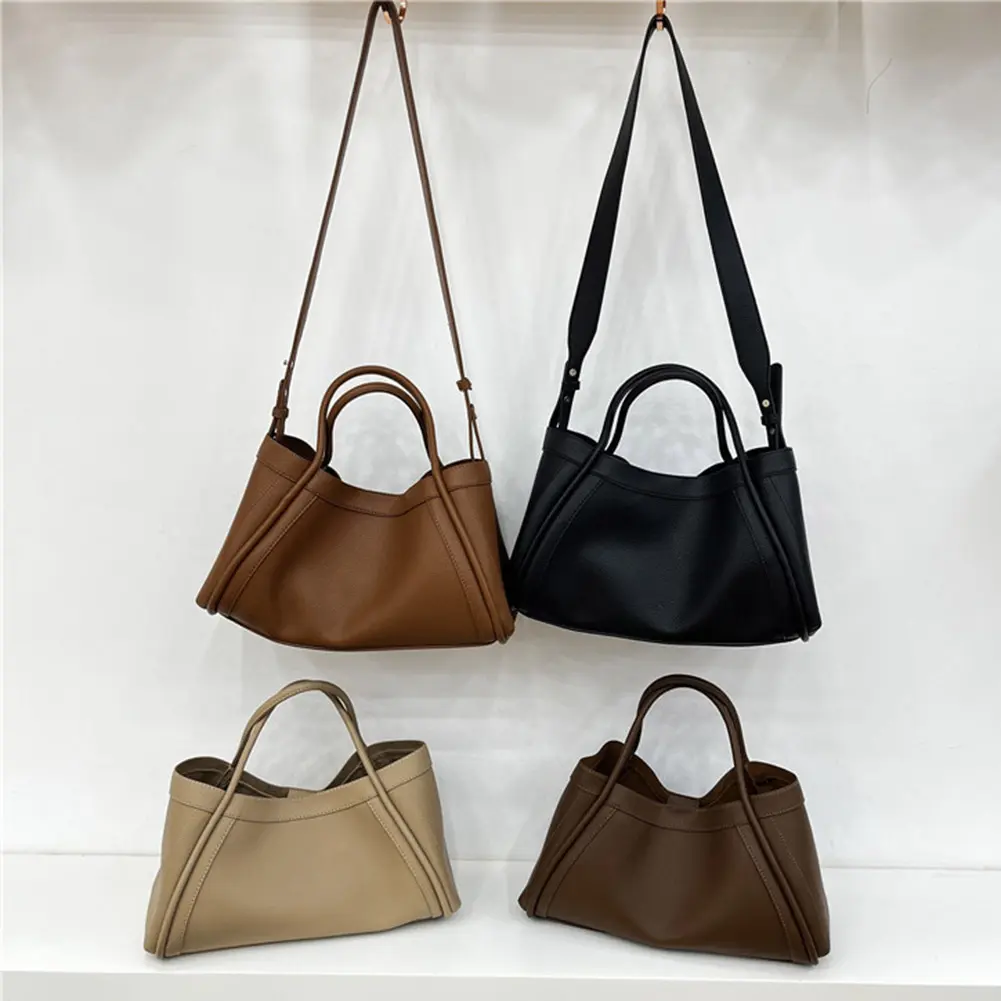 Leather Tote Bag and Pouch Women Large Capacity Shoulder Bag Handbag Versatile Satchel Sling Bag Commuting Bag