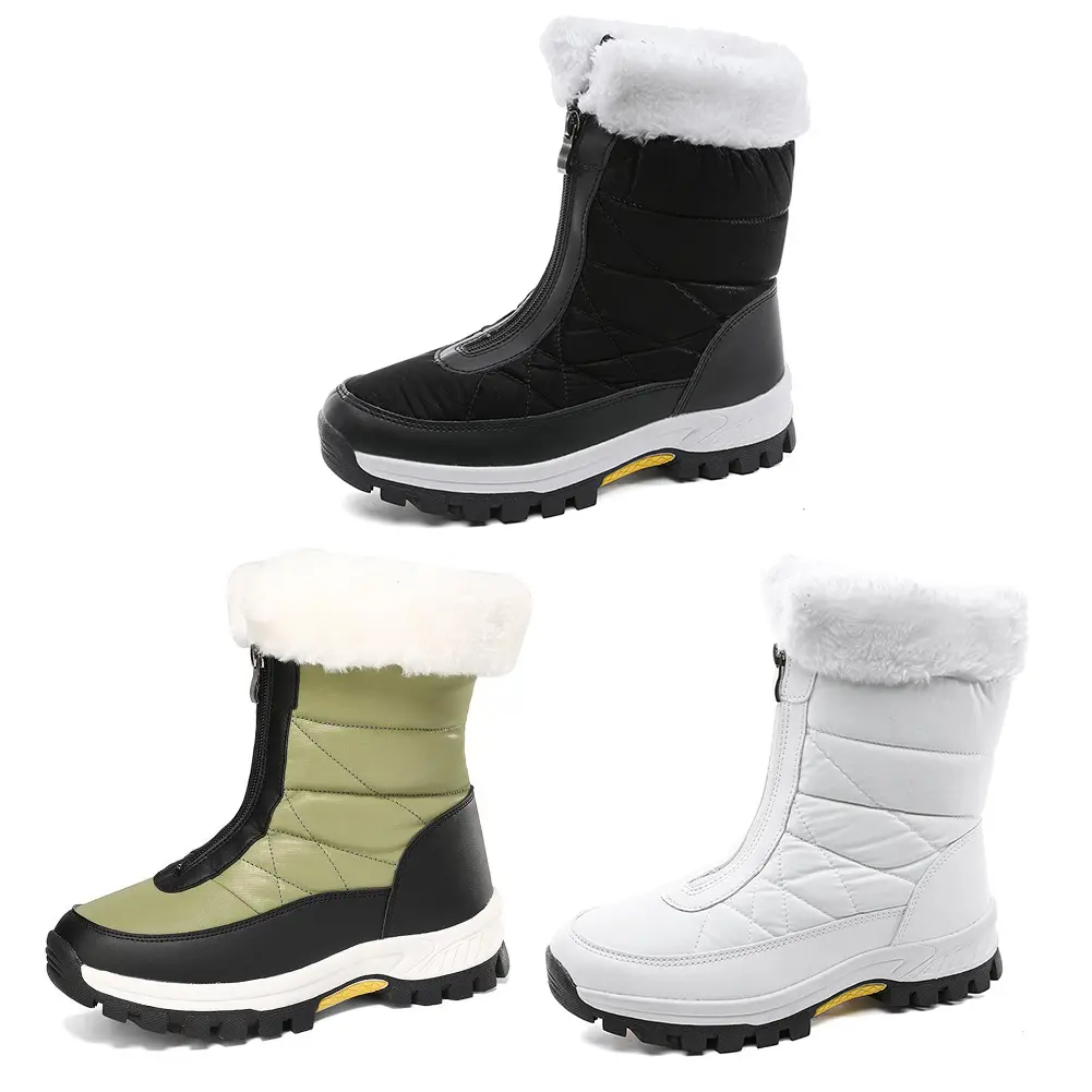 Womens Walking Boots Mid-Calf Winter Boots Waterproof Warm Boots for Work Walking Hiking Outdoor