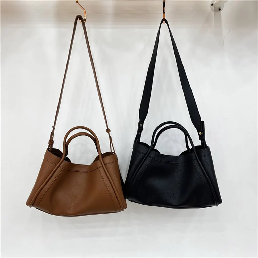 Leather Tote Bag and Pouch Women Large Capacity Shoulder Bag Handbag Versatile Satchel Sling Bag Commuting Bag
