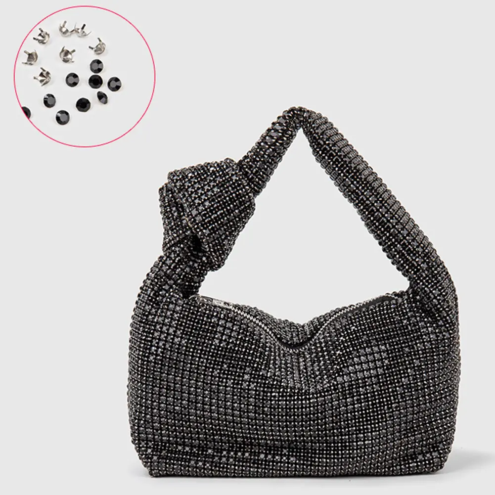 Women Shiny Tote Bag Rhinestone Bling Satchel Bag Glitter Diamond Clutch Purse Stylish Sparkle Crystal Clutch Lady Wedding Bag