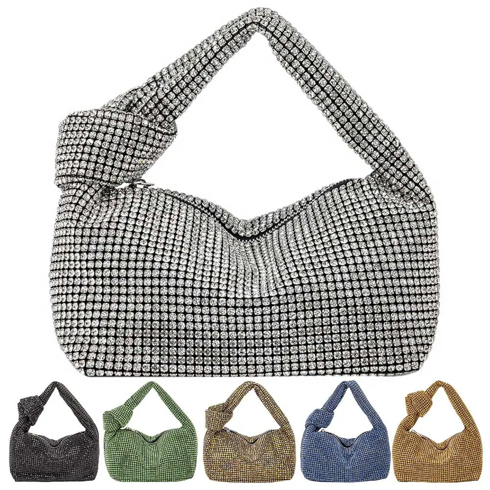 Women Shiny Tote Bag Rhinestone Bling Satchel Bag Glitter Diamond Clutch Purse Stylish Sparkle Crystal Clutch Lady Wedding Bag