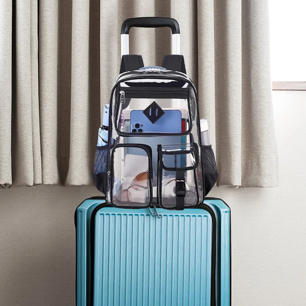 PVC Clear Outdoor Backpack Large Capacity Transparent Sports Backpack Multi-Purpose Trendy School Bag Hiking Camping Backpack