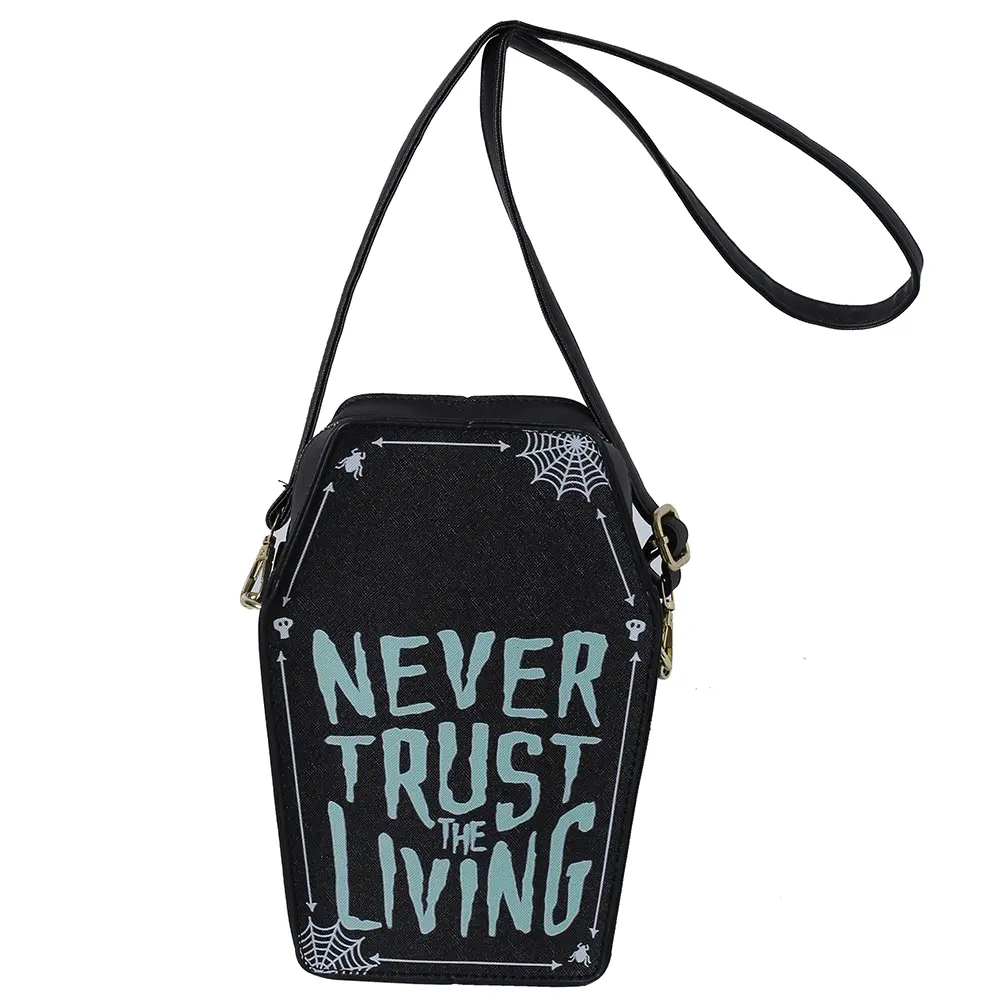 Coffin Shape Shoulder Bag Women PU Leather Adjustable Strap Clutch Purse Hobo Bag Phone Bag for Halloween Cosplay