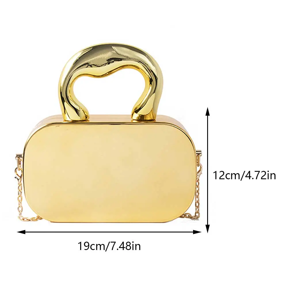 Large Capacity Evening Clutch Bag Women Mini Cross Body Bag Metal Handles Acrylic Mirror Bag Vintage Style Everyday Shoulder Bag