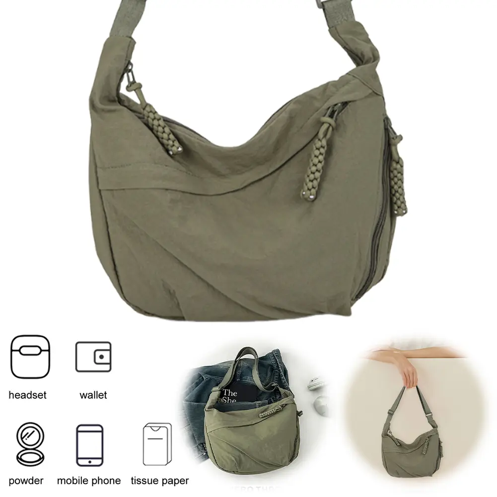 Women Crescent Crossbody Bag Large Capacity Stylish Dumpling Bag Adjustable Strap Daily Messenger Bag Lightweight Sling Bag