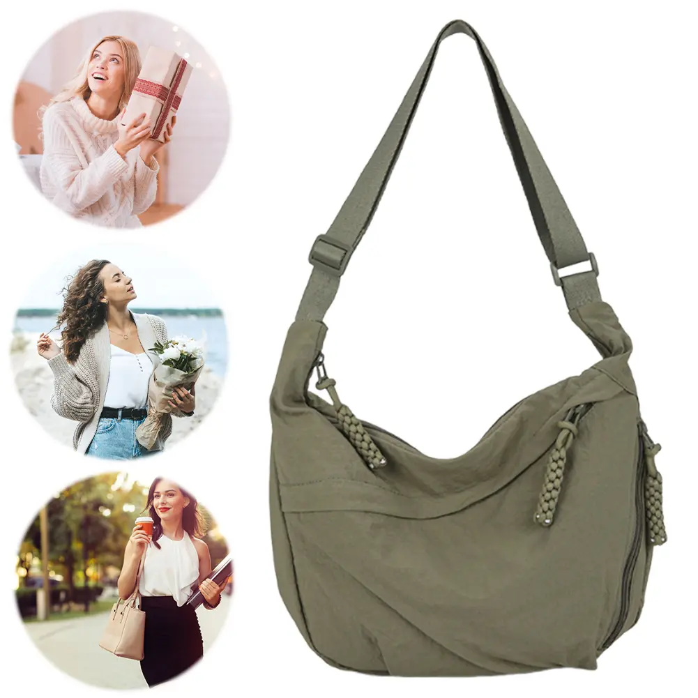 Women Crescent Crossbody Bag Large Capacity Stylish Dumpling Bag Adjustable Strap Daily Messenger Bag Lightweight Sling Bag