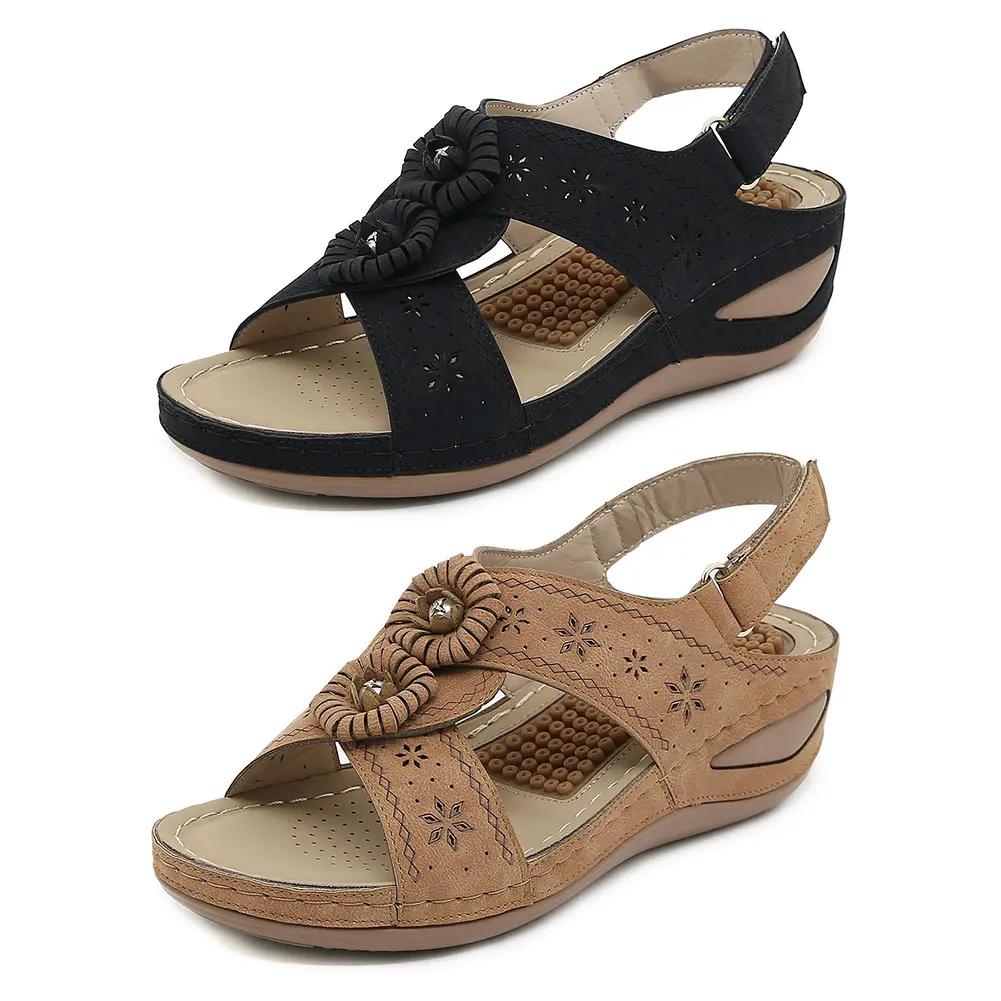 Women Wedge Sandals Arch Support Sandals Lightweight Orthopedic Sandals Non Slip Flower Walking Shoes for Summer