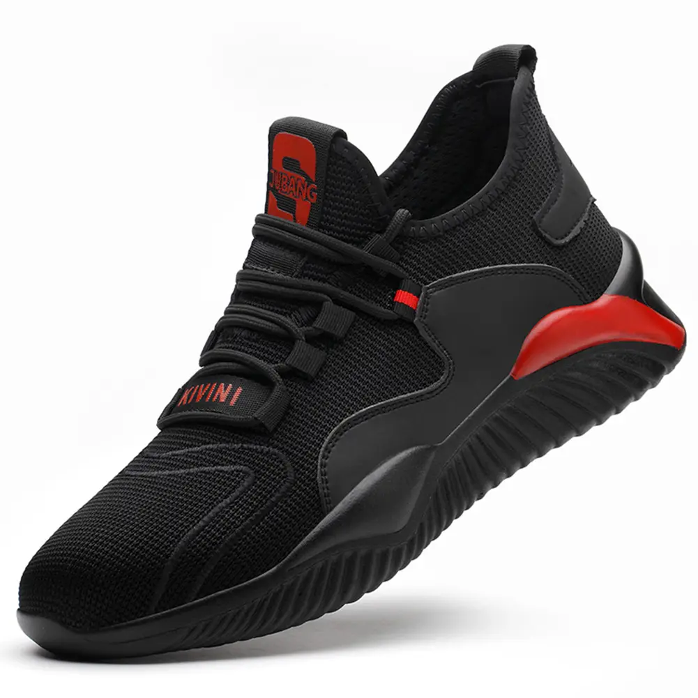 Steel Toe Shoes Comfortable Work Shoes Breathable Anti Smash Sneakers Lace Up Safety Sneakers for Industrial Construction