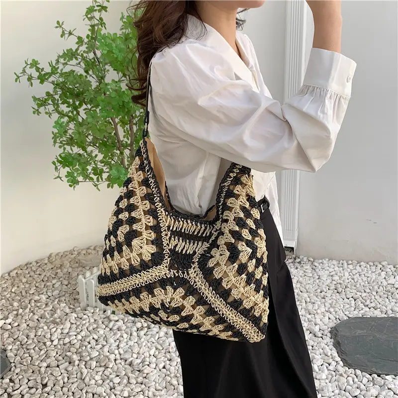 Travel Beach Fishing Net Handbag Shopping Woven Shoulder Bag for Women Girls