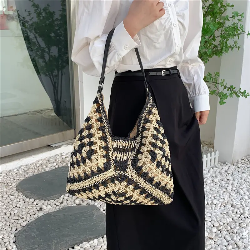 Travel Beach Fishing Net Handbag Shopping Woven Shoulder Bag for Women Girls
