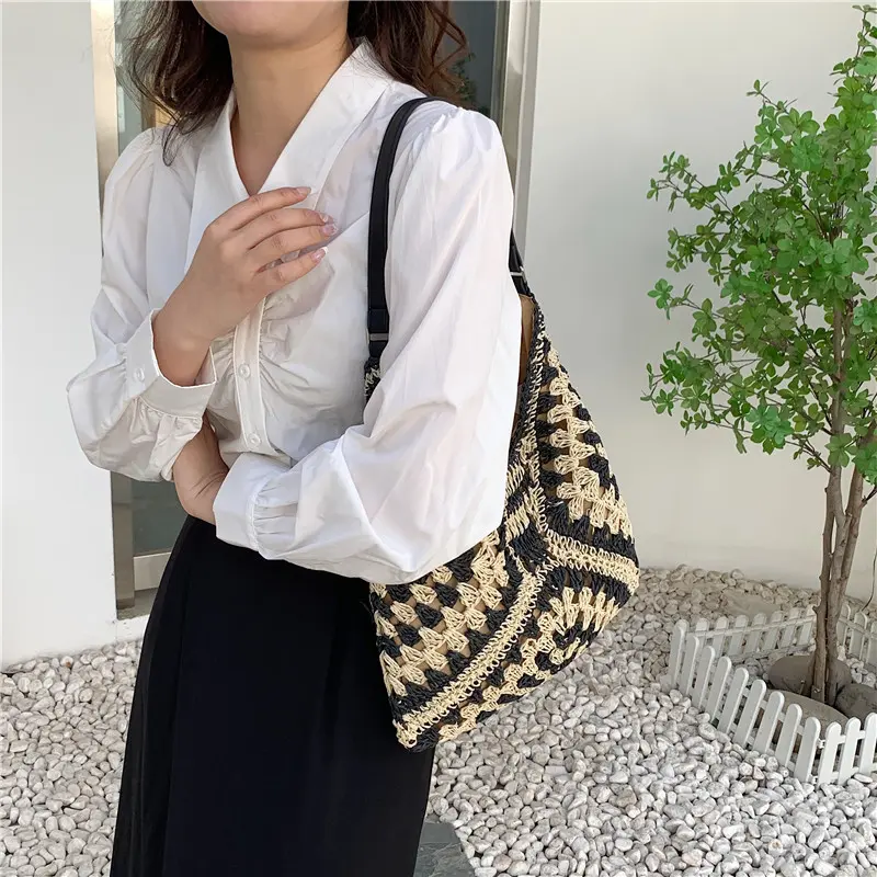Travel Beach Fishing Net Handbag Shopping Woven Shoulder Bag for Women Girls