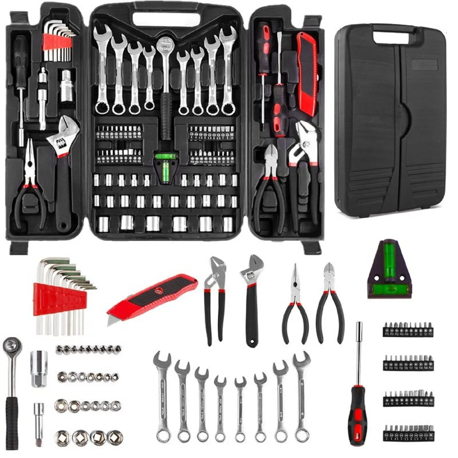 95PCS Mechanics Tool Set, General Purpose Mixed Sockets and Wrenches Auto Repair Tool Kit with Plastic Storage Case