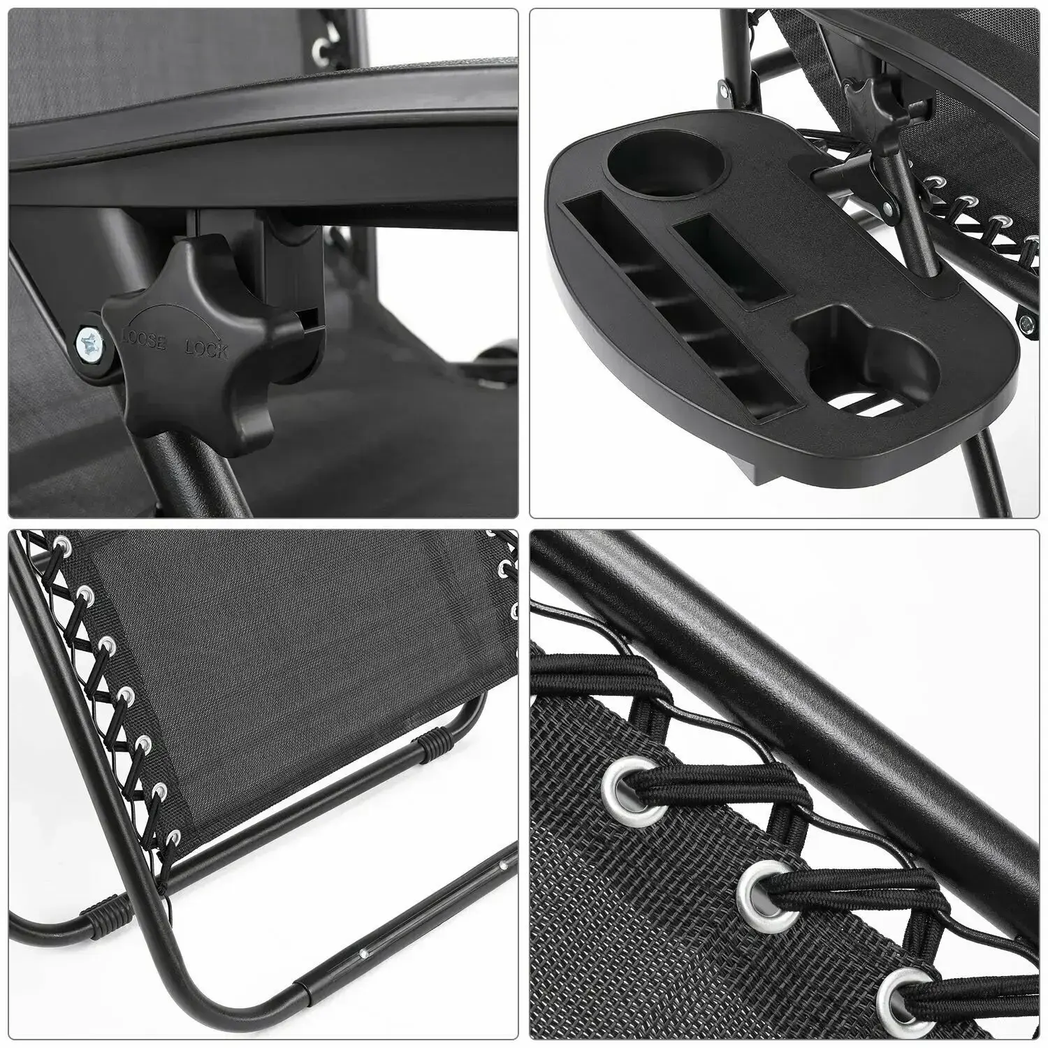 2Pcs Outdoor Foldable Chair, Zero Gravity Chair with Armrest, Cup Holder, Folding Chair Camping Lounge Patio Lawn Recliner