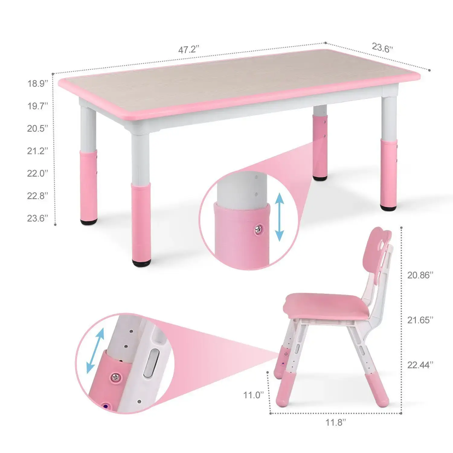 Kids Table and 4 Chairs Set, Height Adjustable Toddler Table and Chair Set, Graffiti Desktop, Non-Slip Legs, Children Multi-Acti