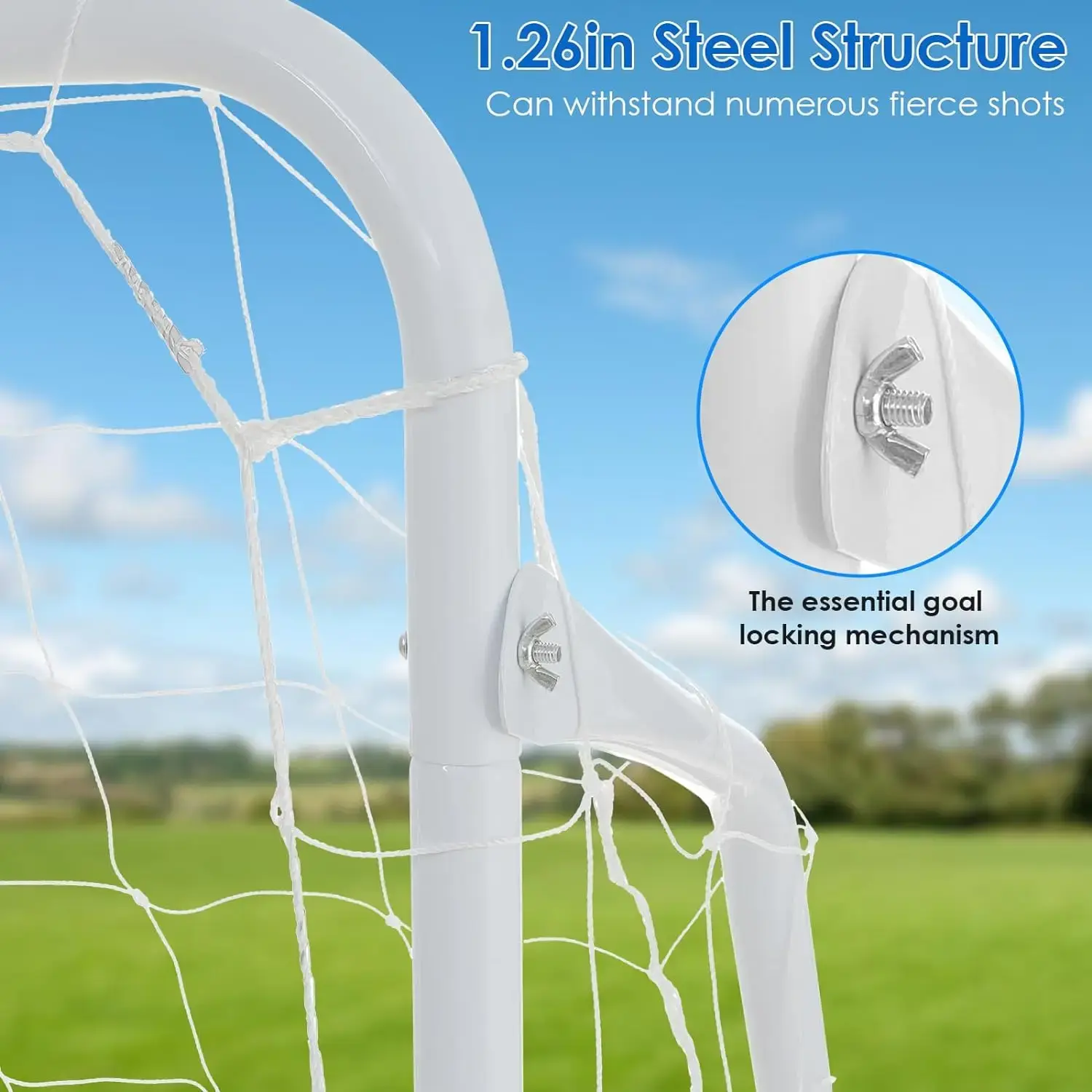 Soccer Goal Set 12x6 FT for Backyard Portable Soccer Goal Ground Stakes for Kids, Adults Weatherproof Metal Frame, Football Net
