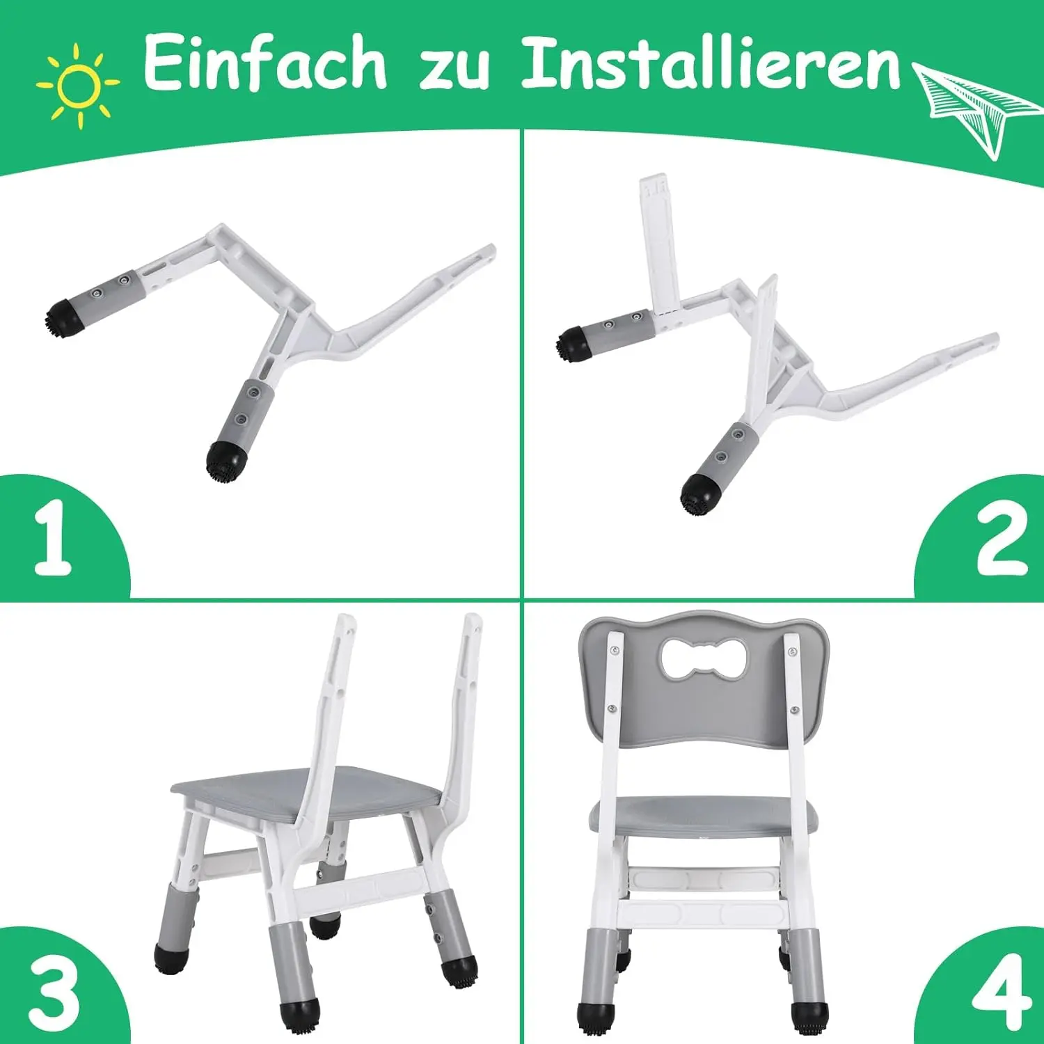 2pcs Stackable School Chairs Kids Chairs Toddler Chair Height Adjustable Stools Ottomans