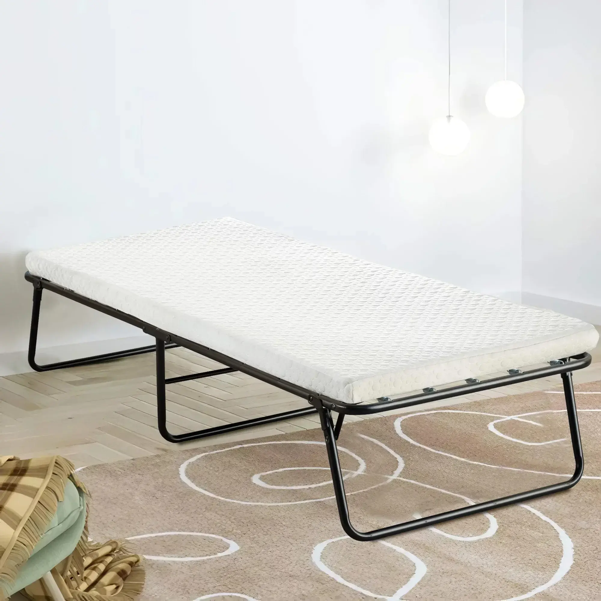 Folding Bed,Adult Guest Bed,80x190cm with 7cm Thick Memory Foam Mattress, Single Bed, Foldable Bed with Mattress Portable