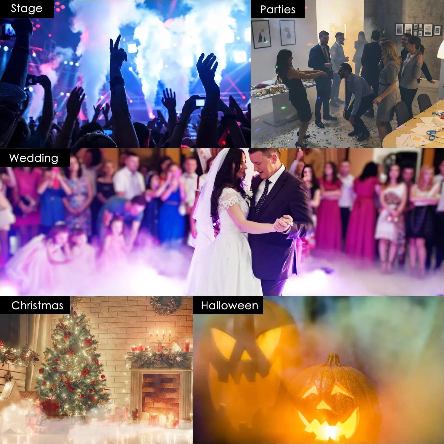 Fog Machine with Disco Ball, 600W 5000CFM Smoke Machine, 6 LED RGB Light Fog Machine, Automatic Spray Function, for Christmas